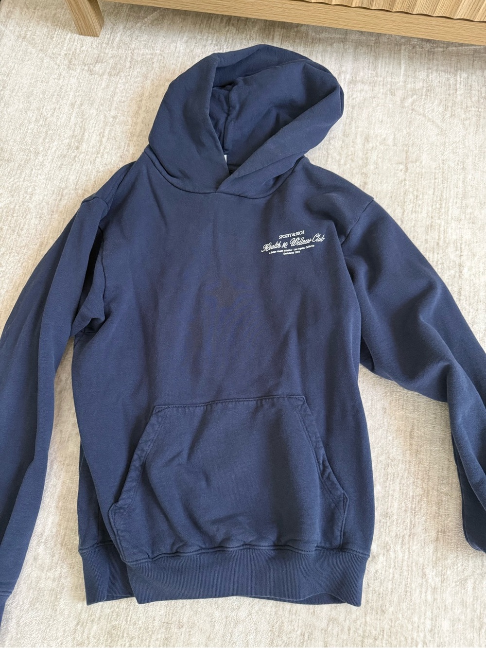 Sporty & Rich Navy Hooded Sweatshirt Sz XS